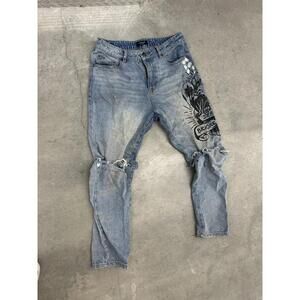 Ed Hardy Vintage/Y2K Printed Distressed Denim Size 32 Mens